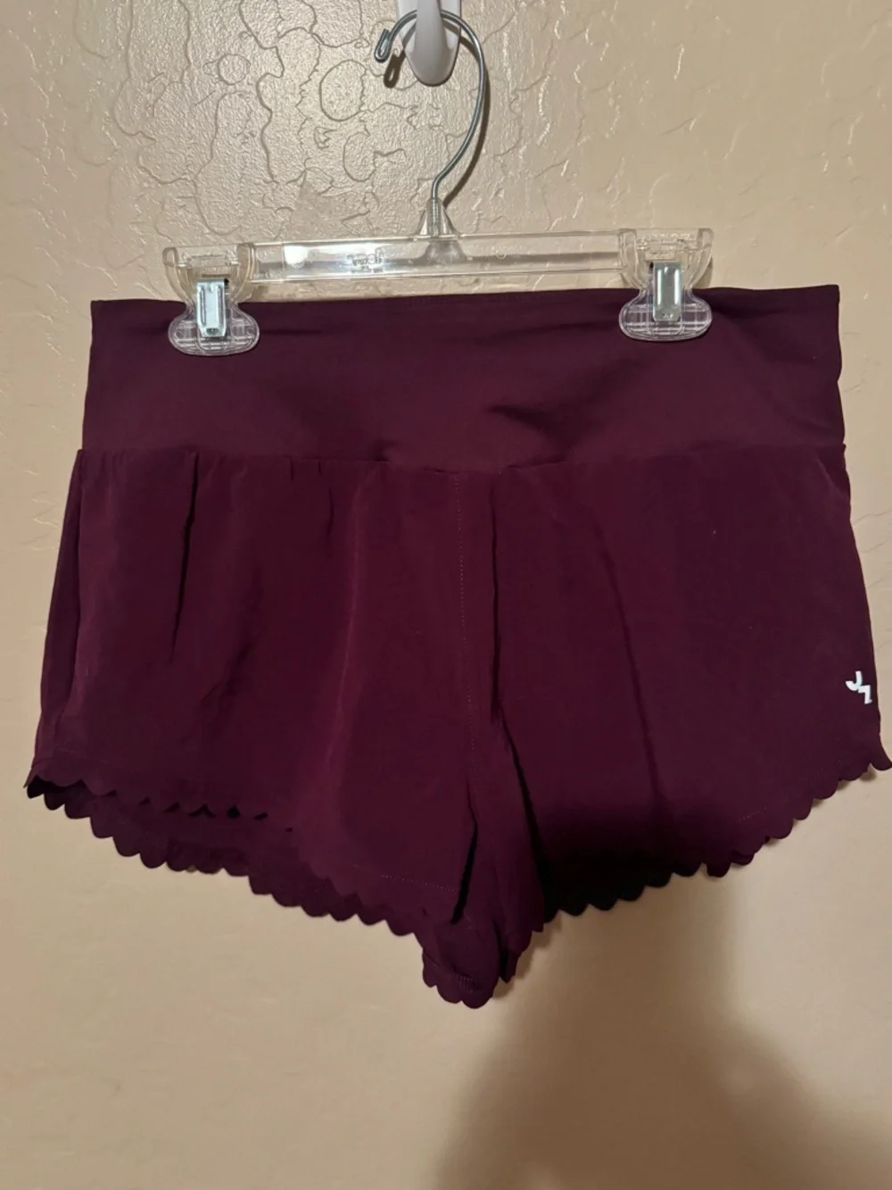JoyLab Women's Scallop-Hem Athletic Shorts - Plum - Picture 1 of 2